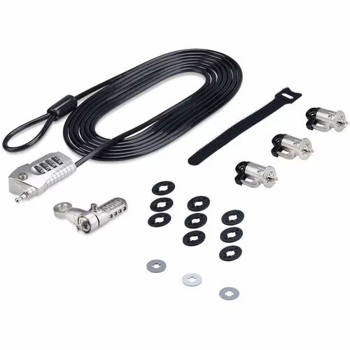 StarTech Laptop/Desktop & Peripheral Lock Kit, Theft-Deterring Security Lock, K-Slot, 9.8ft (3m) Steel Cable, 3x Devices, User-Resettable 4-Digit Lock