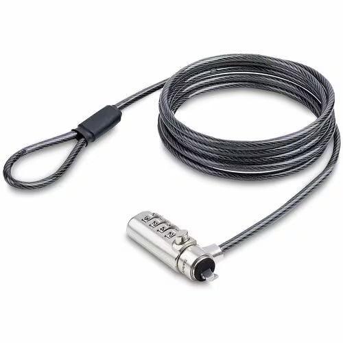 StarTech Slim Lock Noble Wedge Slot Compatible, 6.6ft (2m) Locking Cable, Desk Anti-Theft Security For Laptop/Notebook