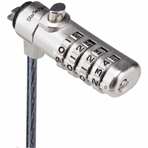StarTech Slim Lock Noble Wedge Slot Compatible, 6.6ft (2m) Locking Cable, Desk Anti-Theft Security For Laptop/Notebook