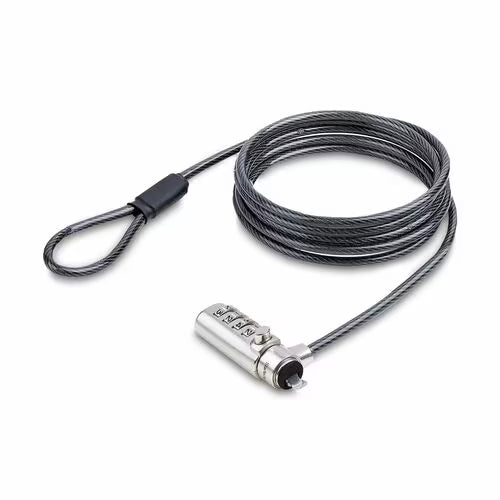 StarTech Slim Lock Noble Wedge Slot Compatible, 6.6ft (2m) Locking Cable, Desk Anti-Theft Security For Laptop/Notebook