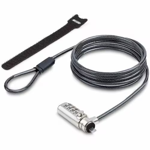 StarTech Slim Lock Noble Wedge Slot Compatible, 6.6ft (2m) Locking Cable, Desk Anti-Theft Security For Laptop/Notebook