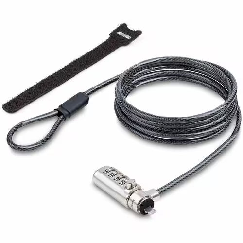 StarTech Slim Lock Nano Slot Compatible, 6.6ft (2m) Combination Locking Cable, Desk Anti-Theft Security For Laptop/Notebook Computer