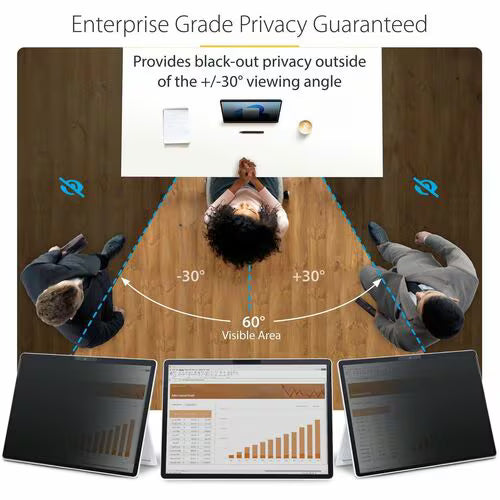 StarTech 4-Way Privacy Screen For 13-inch Surface Pro 8/9/X Laptop, Portrait/Landscape Modes, Touch-Enabled, +/- 30 Deg. View, Blocks up to 51% Blue Light, Anti-Glare