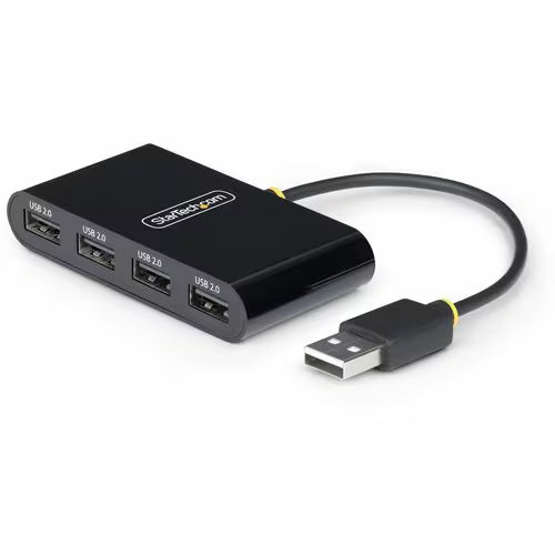 StarTech 4-Port USB 2.0 Hub, USB 2.0 Splitter, Multi-Port Portable USB Hub, 480Mbps