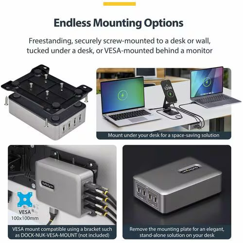 StarTech 4-Port Multi-Device USB-C Charger, 240W Total, Single Port 140W EPR
