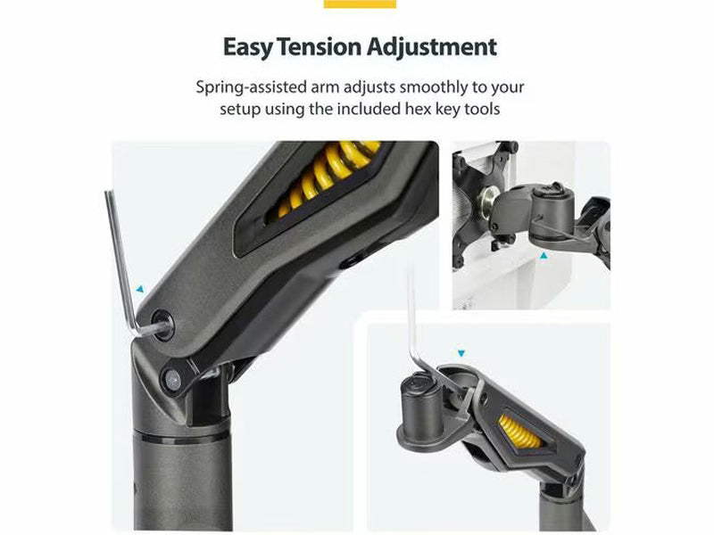 StarTech Desk Mount Monitor Arm, Up To 32" Display, Max 22lb/10kg, VESA 75x75/100x100, C-Clamp, Fully Articulating, Mechanical Spring