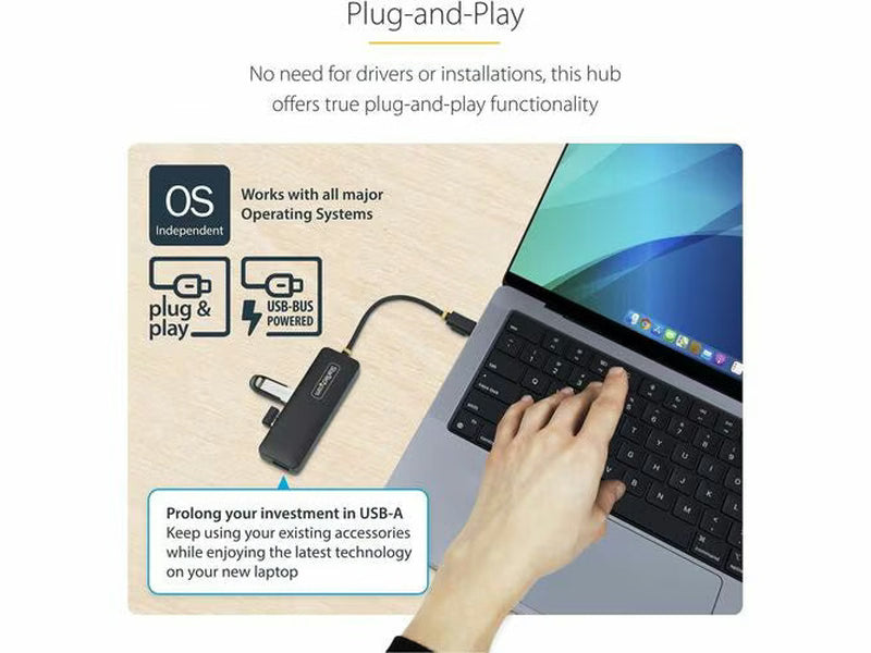 StarTech 4-Port USB-C Hub, 5Gbps, USB-C to 4x USB-A