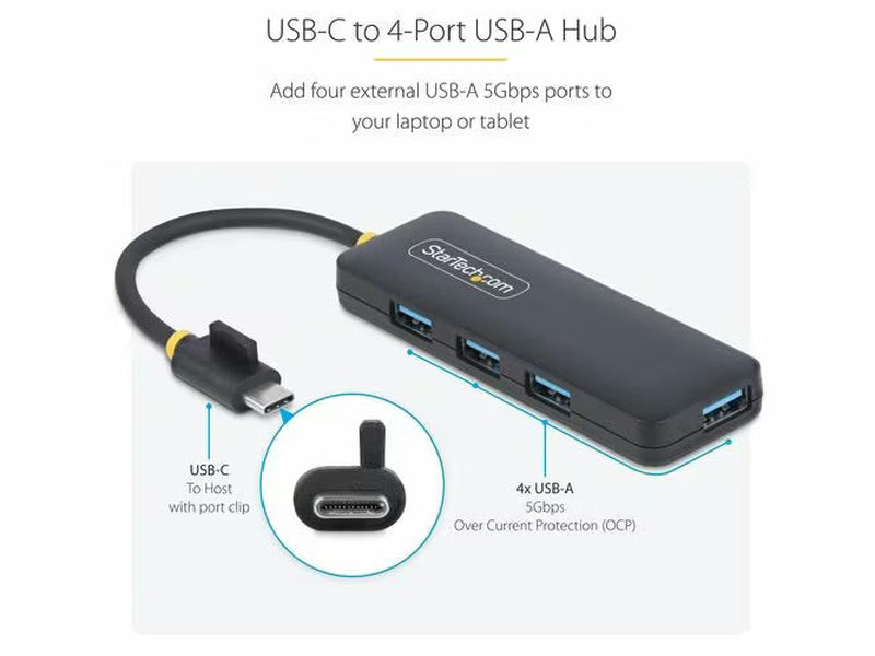 StarTech 4-Port USB-C Hub, 5Gbps, USB-C to 4x USB-A
