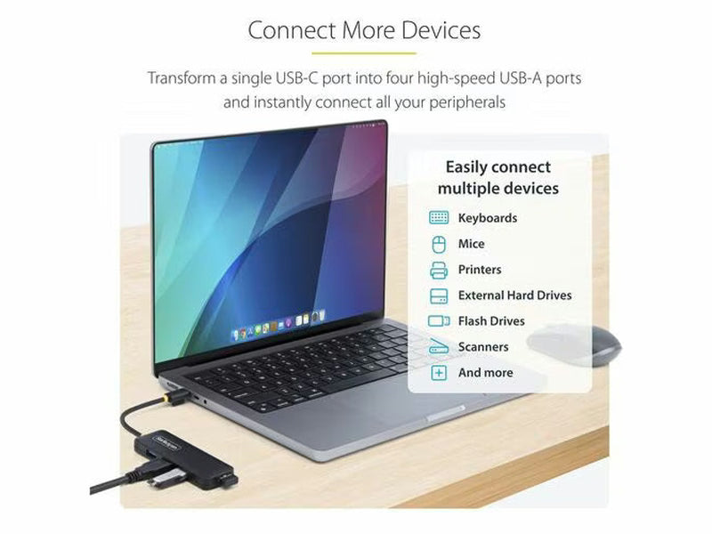 StarTech 4-Port USB-C Hub, 5Gbps, USB-C to 4x USB-A