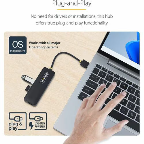 StarTech 4-Port USB-A Hub, USB 3.0, 5Gbps, Small Travel Mini USB Hub
