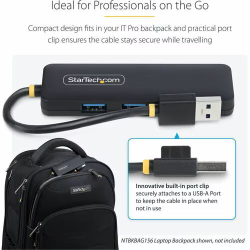 StarTech 4-Port USB-A Hub, USB 3.0, 5Gbps, Small Travel Mini USB Hub