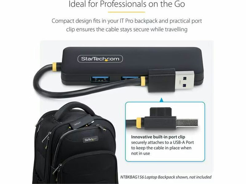 StarTech 4-Port USB-A Hub, USB 3.0, 5Gbps, Small Travel Mini USB Hub