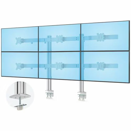 StarTech Six-Monitor Desk Mount with Crossbar, Up To 32-inch Computer Screens