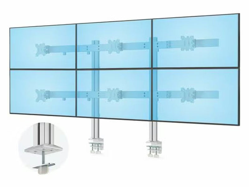 StarTech Six-Monitor Desk Mount with Crossbar, Up To 32-inch Computer Screens