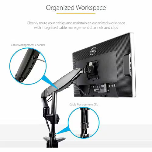 StarTech Desk Mount Monitor Arm for Single VESA Display up to 32" or 49" Ultrawide 8kg/17.6lb
