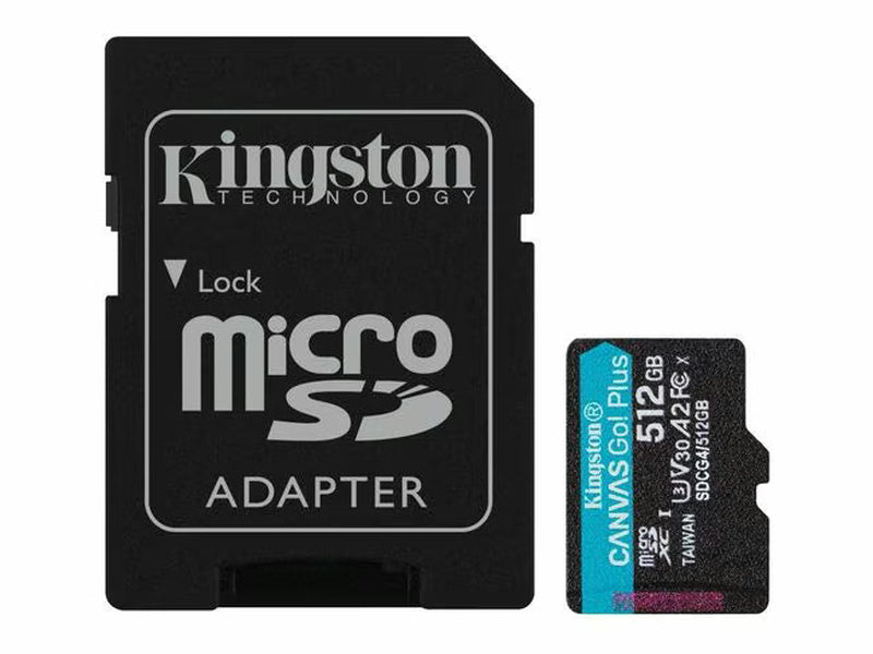 Kingston Canvas Go! Plus 512GB Class 10/UHS-I U3 V30 microSDXC - 200 MB/s Read - 160 MB/s Write