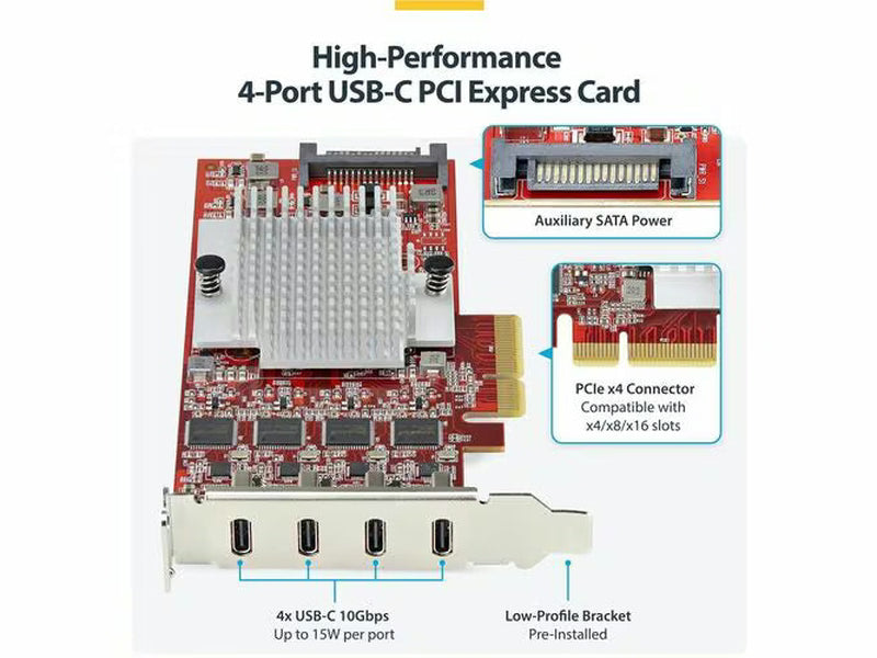 StarTech USB Adapter, PCI Express x4 - 1.25 GB/s, 640 MB/s, 60 MB/s, 1.50 MB/s, 140.80 kB/s