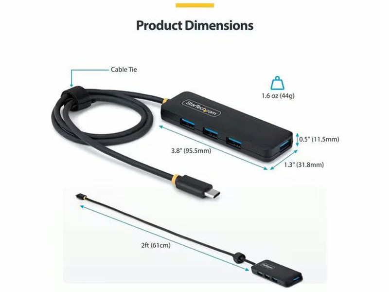 StarTech 4-Port USB-C Hub, 5Gbps, Bus Powered, USB-C to 4x USB-A Mini Hub