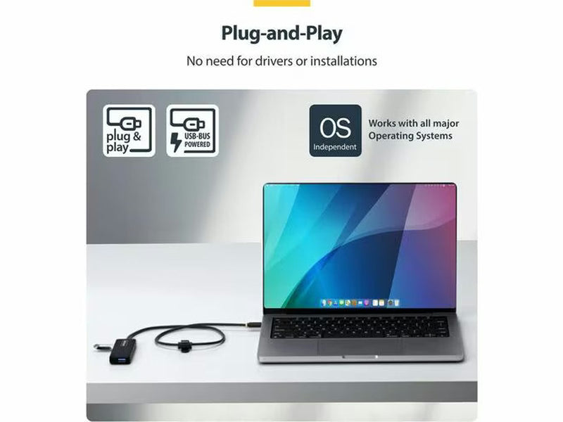 StarTech 4-Port USB-C Hub, 5Gbps, Bus Powered, USB-C to 4x USB-A Mini Hub