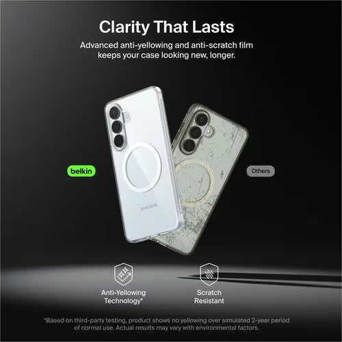 Belkin SheerForce Case for Samsung Galaxy S26+ Smartphone Grippy Side Grooves - Clear