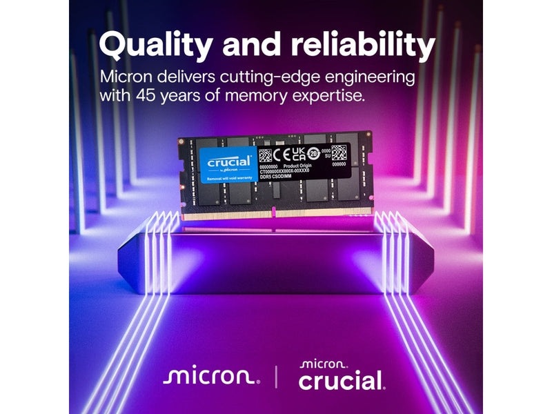 CRUCIAL CT32G64C52CS5 32GB DDR5 6400MHz 1Rx8 Laptop Memory CSODIMM for Intel® Core™ Ultra processors Series 2