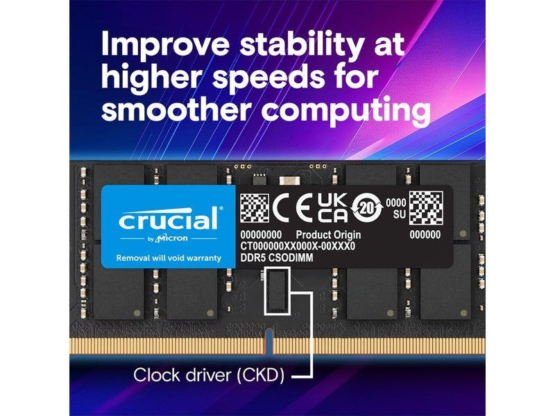 CRUCIAL CT32G64C52CS5 32GB DDR5 6400MHz 1Rx8 Laptop Memory CSODIMM for Intel® Core™ Ultra processors Series 2