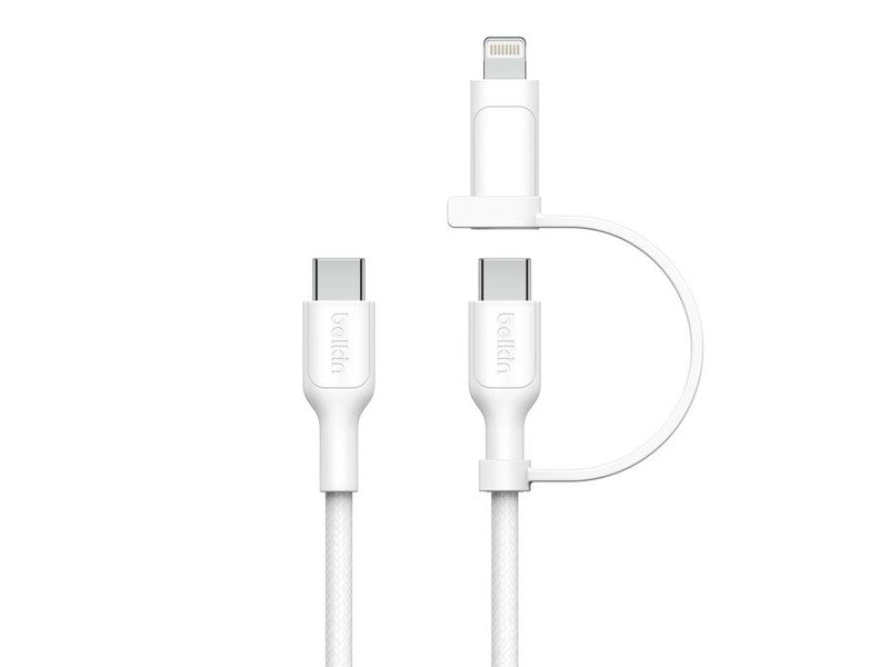 Belkin BoostCharge Pro 2-in-1 Cable With USB-C and Lightning Connector 1.5M - White