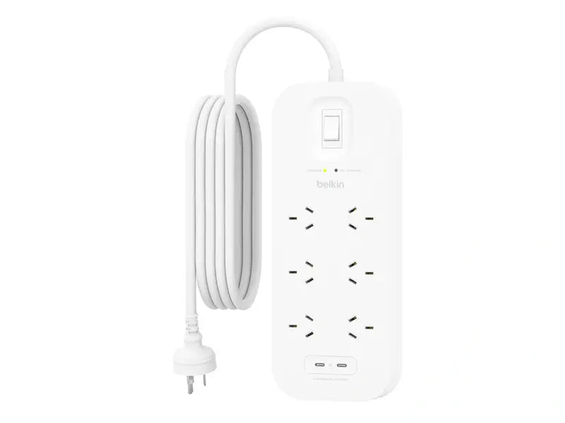 Belkin SRB006AU2M SurgePro 6-Outlet Surge Protector with Dual USB-C 30W