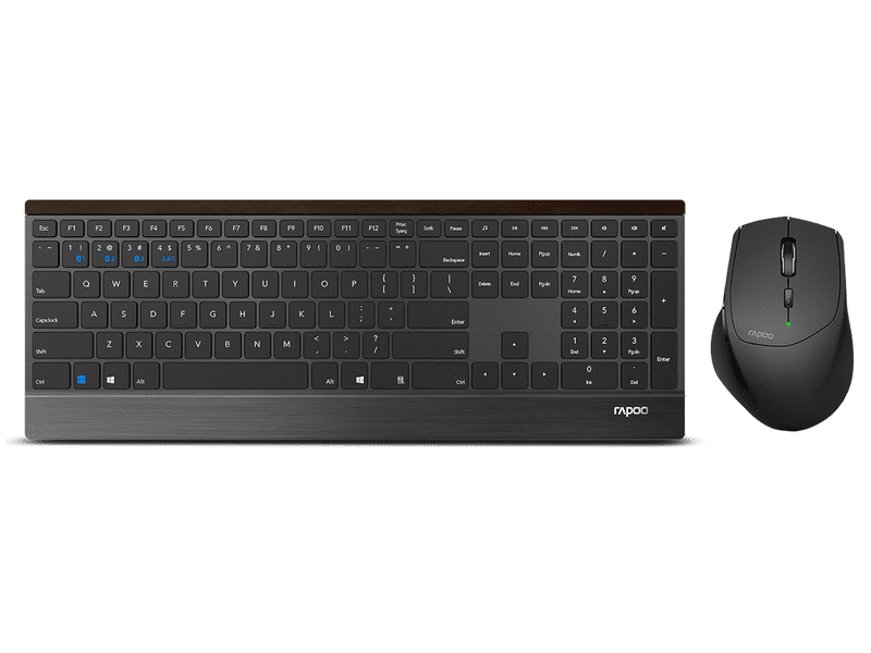Rapoo 9500M Bluetooth & 2.4G Wireless Multi-mode Keyboard Mouse Combo Black - 1300DPI 4.5mm Ultra-Slim