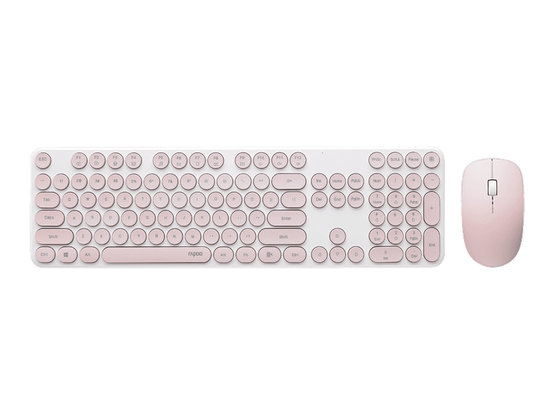 RAPOO X260S Wireless Optical Mouse & Keyboard - 2.4G Connection, 10M Range, Spill-Resistant, Retro Style Round Key Cap, 1000DPI - White