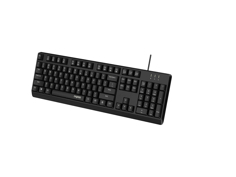 RAPOO NK1900 Wired Keyboard, Entry Level, Laser Carved Keycap, Spill-Resistant, Multimedia Hotkeys ~ NK1800
