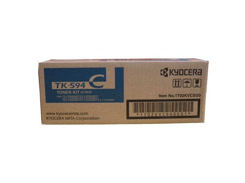 Kyocera Toner Kit TK-594C Cyan For EcoSys FS-C5250/FS-C2626/FS-2526/FS-C2126/FS-2026