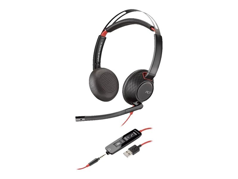 Poly BlackWire C5220 UC Stereo Corded Headset 3.5MM & USB A