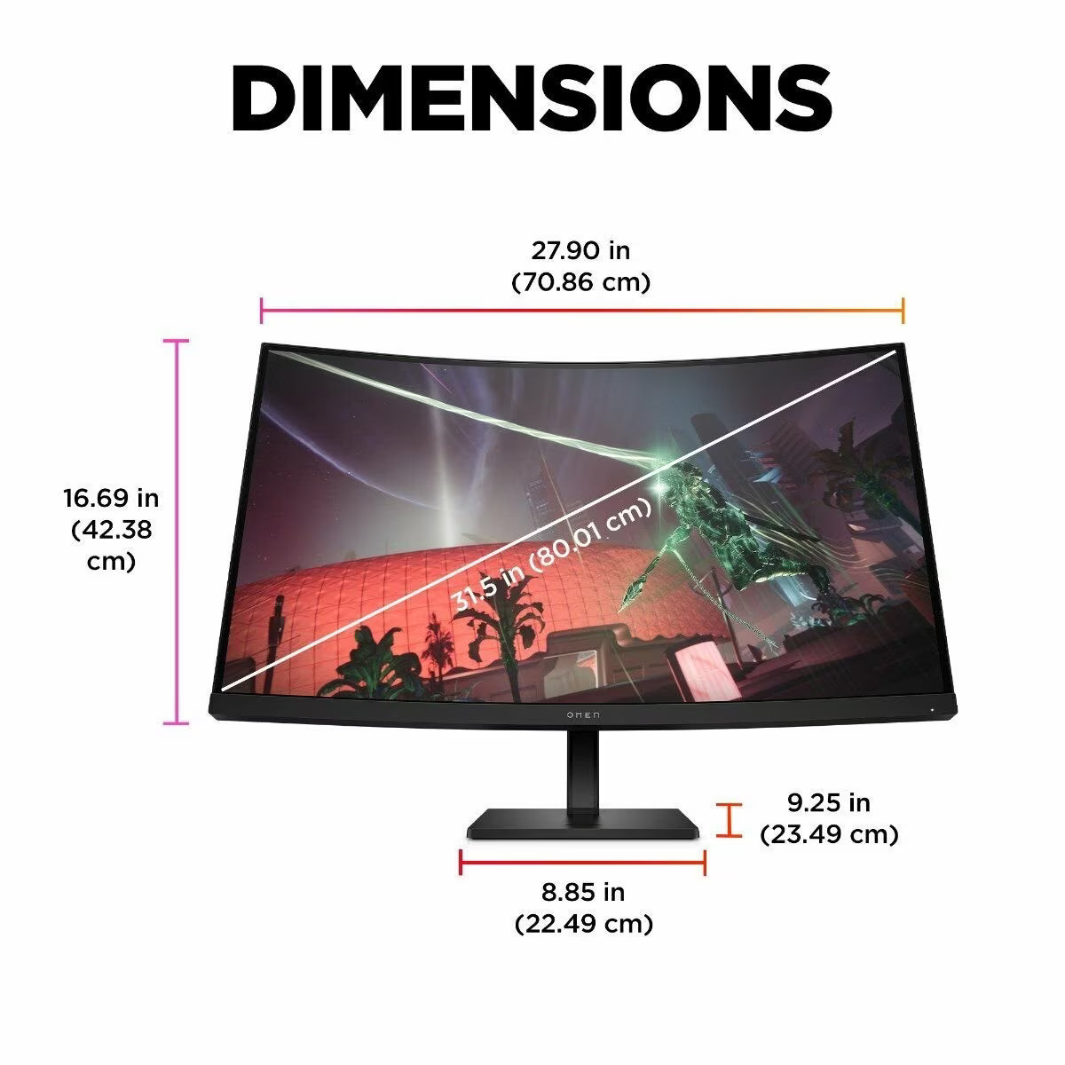 HP OMEN 780K7AA 31.5" QHD 165Hz Curved Gaming Monitor - OMEN 32c