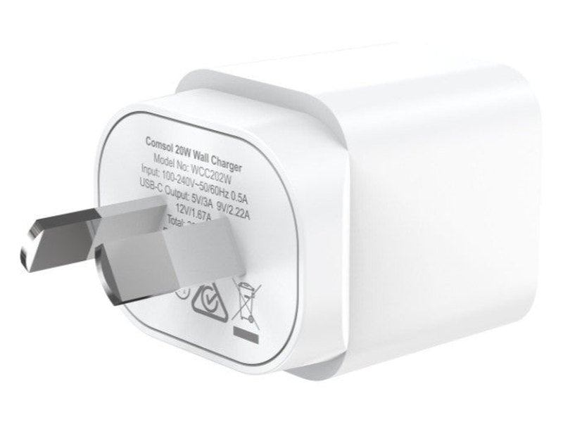 Comsol 20W USB-C Wall Charger + 1.2M USB-C Cable - CCK01F1
