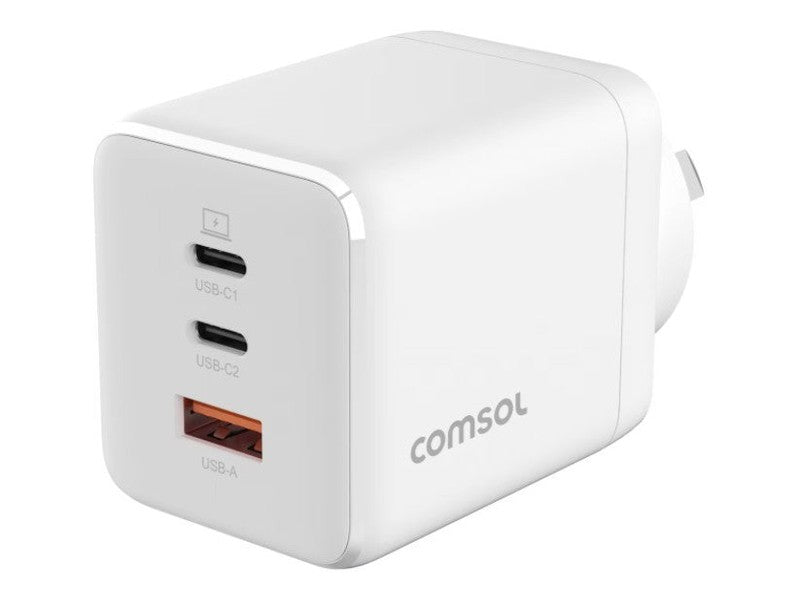Comsol 100W GaN 3 Port Wall Charger, 2x USB-C + 1x USB-A - AC10C2AW