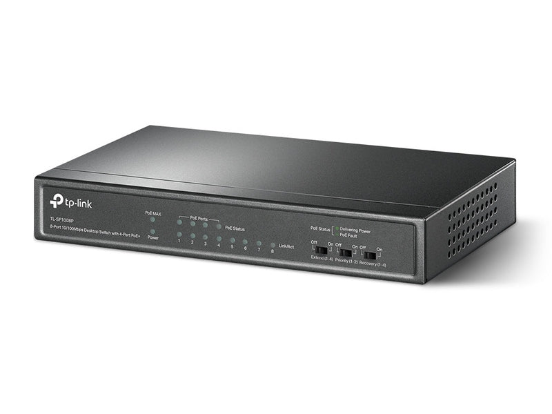 TP-Link TL-SF1008P 4-Port PoE+ 66W 10/100Mbps Desktop Switch with 4-Port RJ45