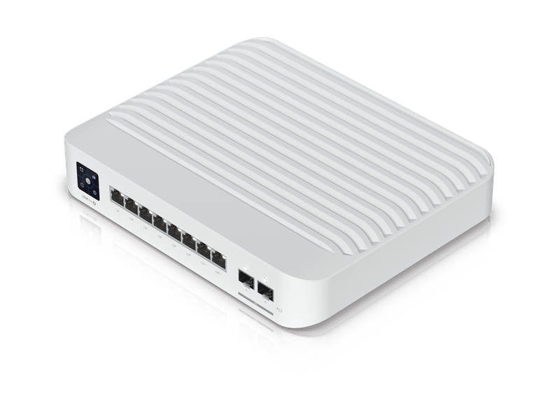 Ubiquiti UniFi Network, Switch, 8-Port, POE 120W, 6 GbE PoE+ Ports, 2 GbE PoE++ Ports, 2 10G SFP+ Ports, Layer 3, Wall Mount,