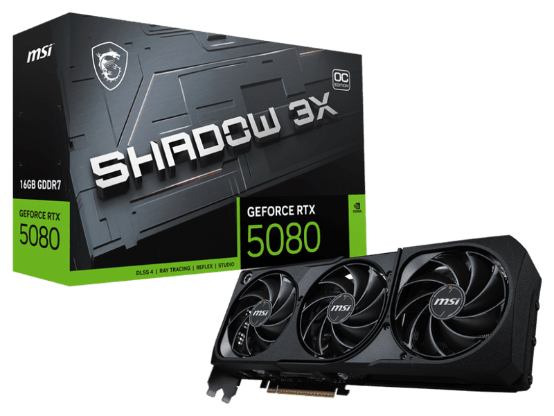 MSI GeForce RTX5080 16GB SHADOW 3X OC GPU