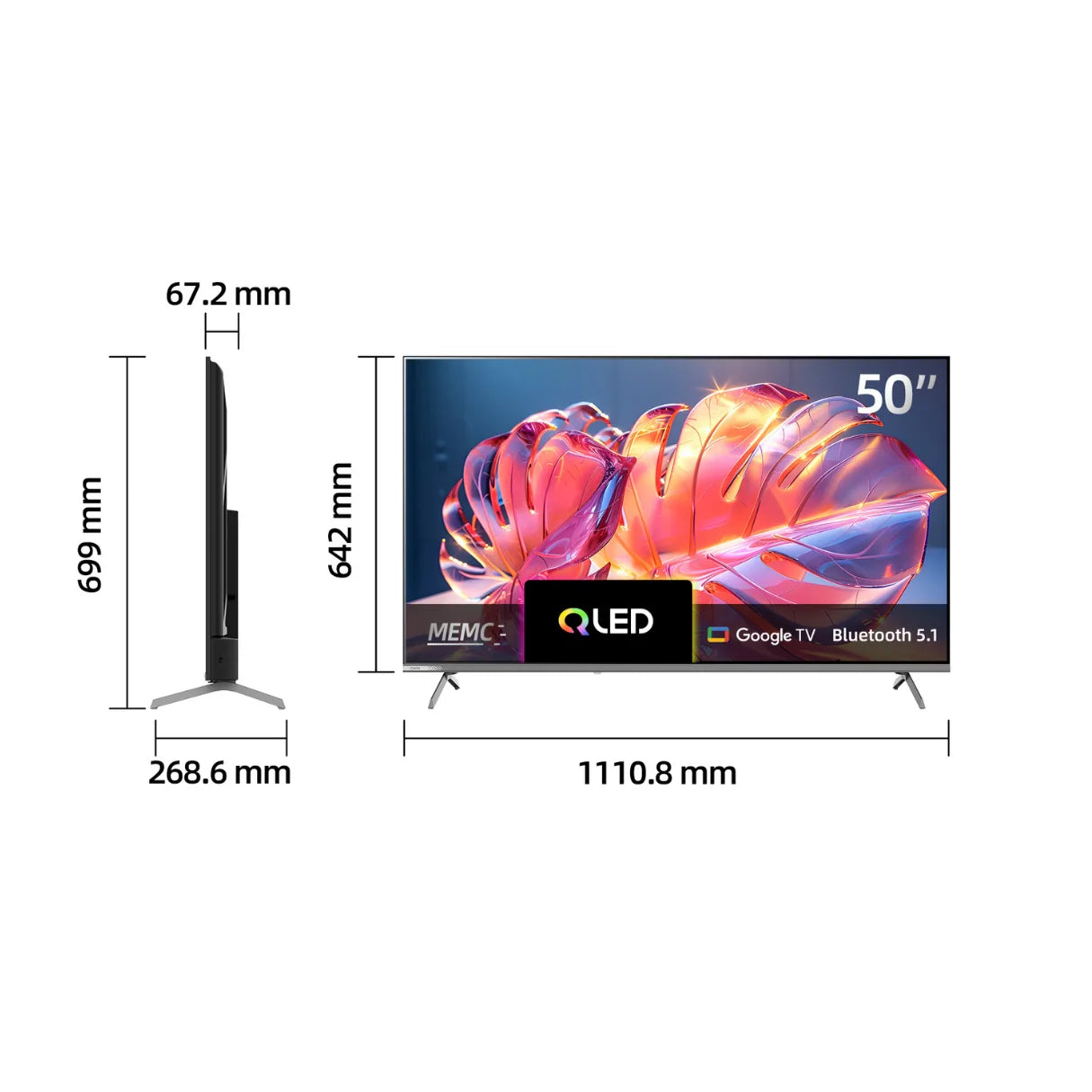 CHiQ U50QM10 50" QM10 4K UHD 330nit QLED Smart Google TV, HDR10/HLG, Dolby Vision/Atmos/DAP/DBX, 200x200 VESA 3 Year Warranty