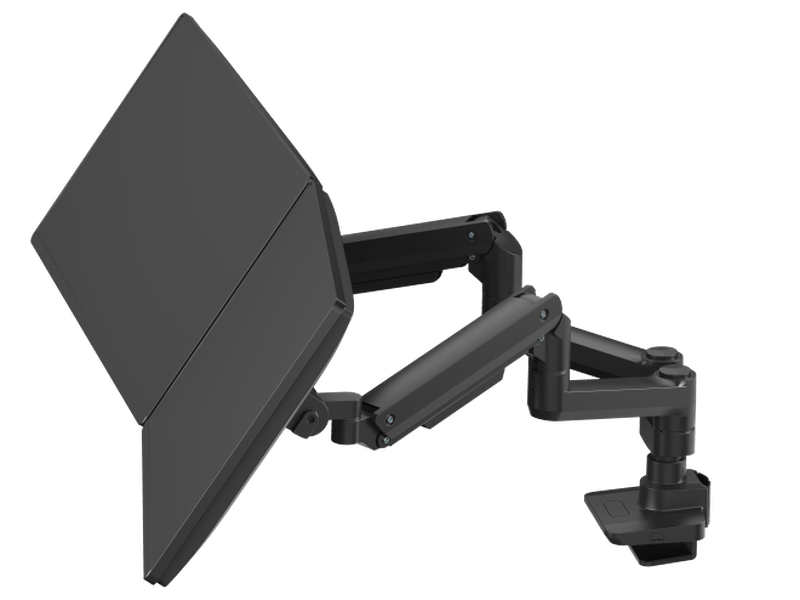 Brateck Fabulous Pole-Mounted Gas Spring Dual Monitor Arm Fit Most 17"-35" Monitors, Up to 20kg per screen VESA 75x75/100x100 Fine Texture Black