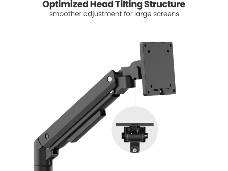 Brateck Fabulous Pole-Mounted Gas Spring Dual Monitor Arm Fit Most 17"-35" Monitors, Up to 20kg per screen VESA 75x75/100x100 Fine Texture Black