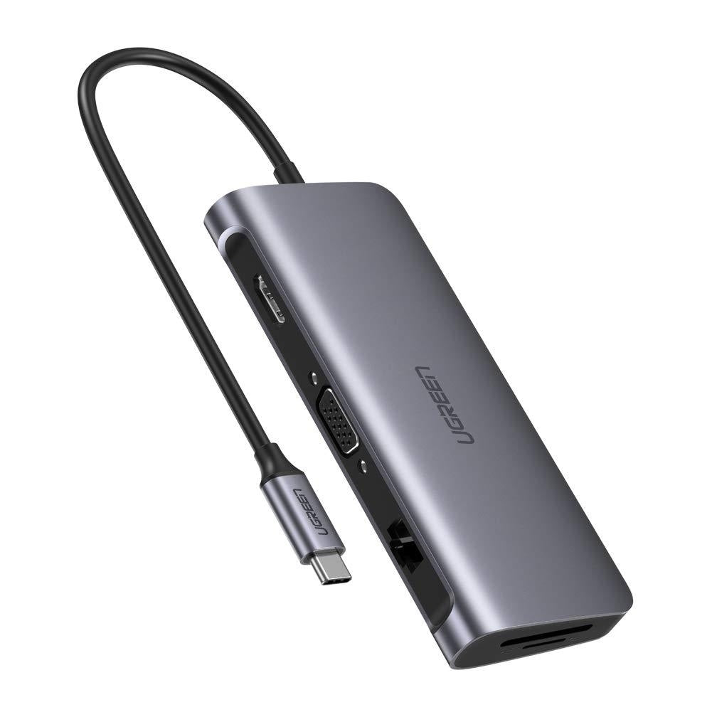 UGREEN Type C 9 in 1 Multifunction Adapter- HDMI/ VGA/Gigabit/TypeC/USB3.0 x 3/SD/TF 40873