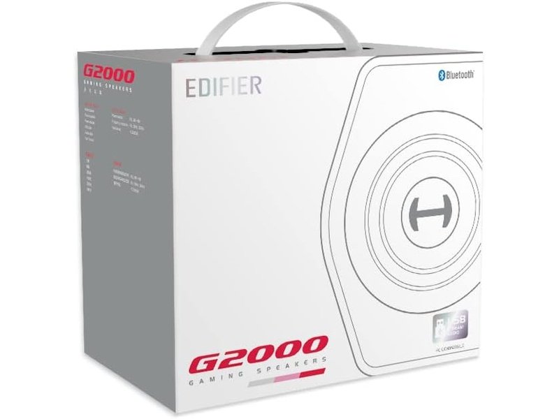 Edifier G2000 Gaming 2.0 Speakers System - Bluetooth V4.2/ USB Sound Card/ AUX Input/RGB 12 Light Effects/ 16W RMS Power White
