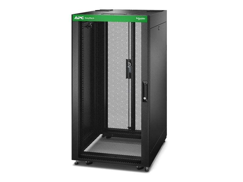 APC Easy Rack ER6402, 24U, Black, With Roof, Castors, Feet, 4 Brackets, and Side Panels, No Bottom, 1198H x 600W x 1000D mm