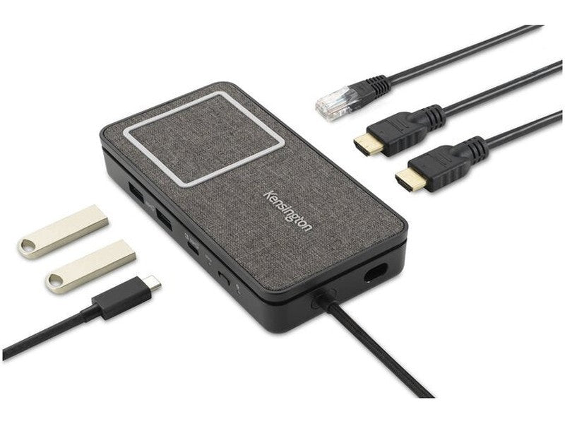 Kensington USB-C Dual 4K Portable Universal Dock with Qi Charging
