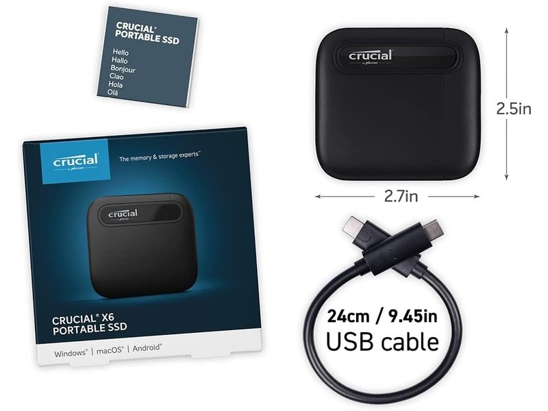 Crucial X6 500GB External Portable SSD - CT500X6SSD9