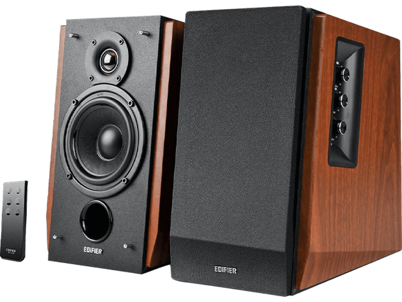 Edifier R1700BT Bluetooth Lifestyle Bookshelf Studio Speakers Brown - BT/Dual 3.5mm AUX/Limited Distortion DSP/DRC/Classic Wood Finish