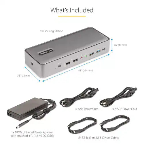 StarTech Dual-Laptop USB-C KVM Docking Station, 5-Port USB Hub, GbE, 90W/45W Power Delivery to Two Laptops