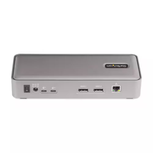StarTech Dual-Laptop USB-C KVM Docking Station, 5-Port USB Hub, GbE, 90W/45W Power Delivery to Two Laptops